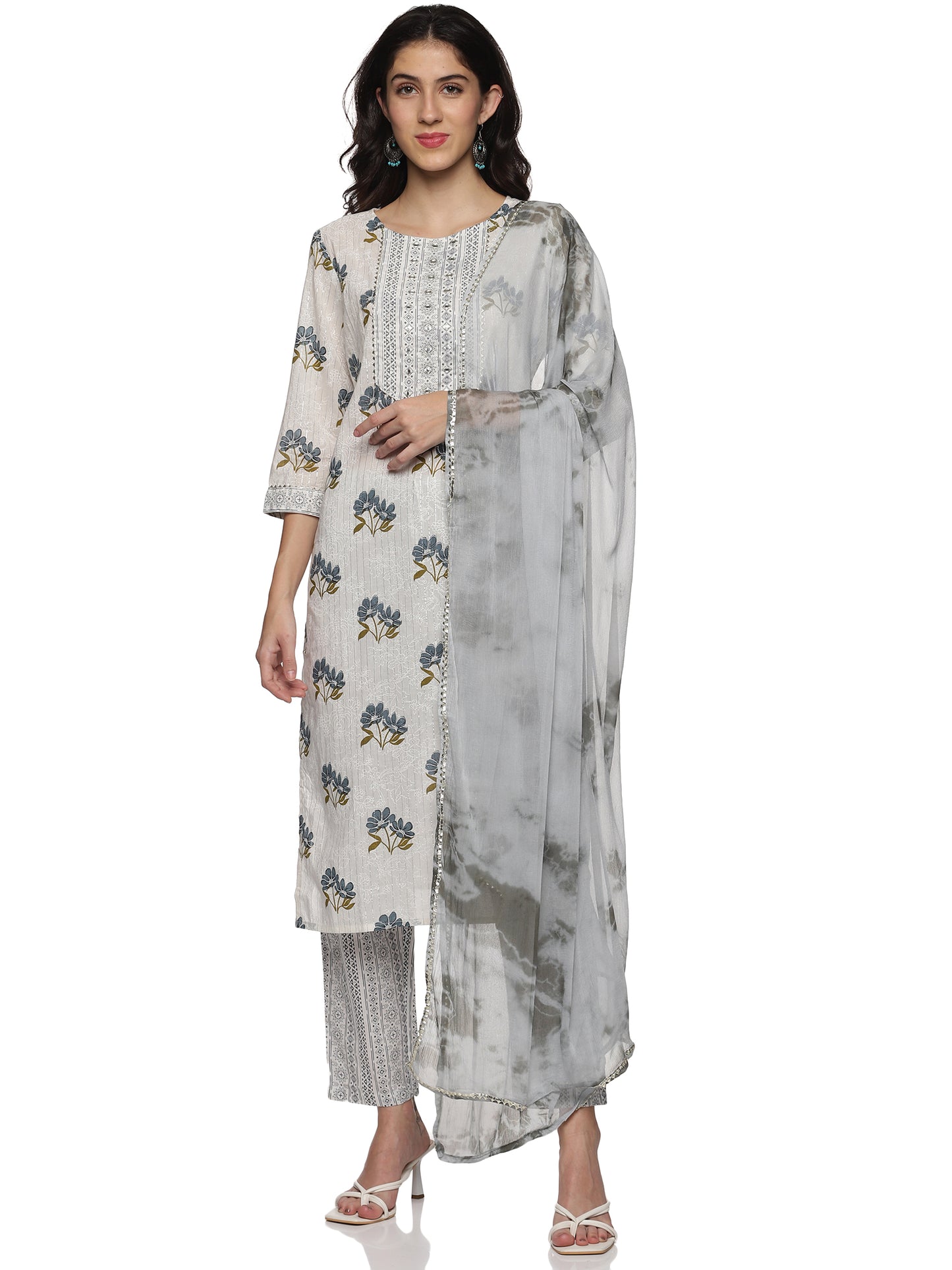 Cream & Grey Lurix Fabric