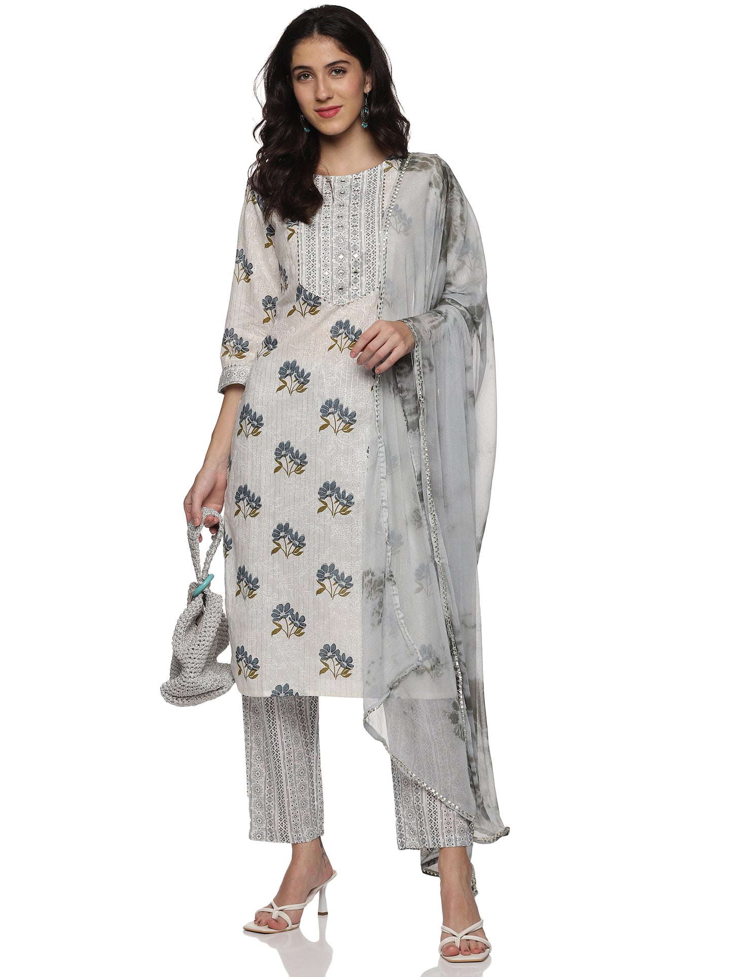 Cream & Grey Lurix Fabric