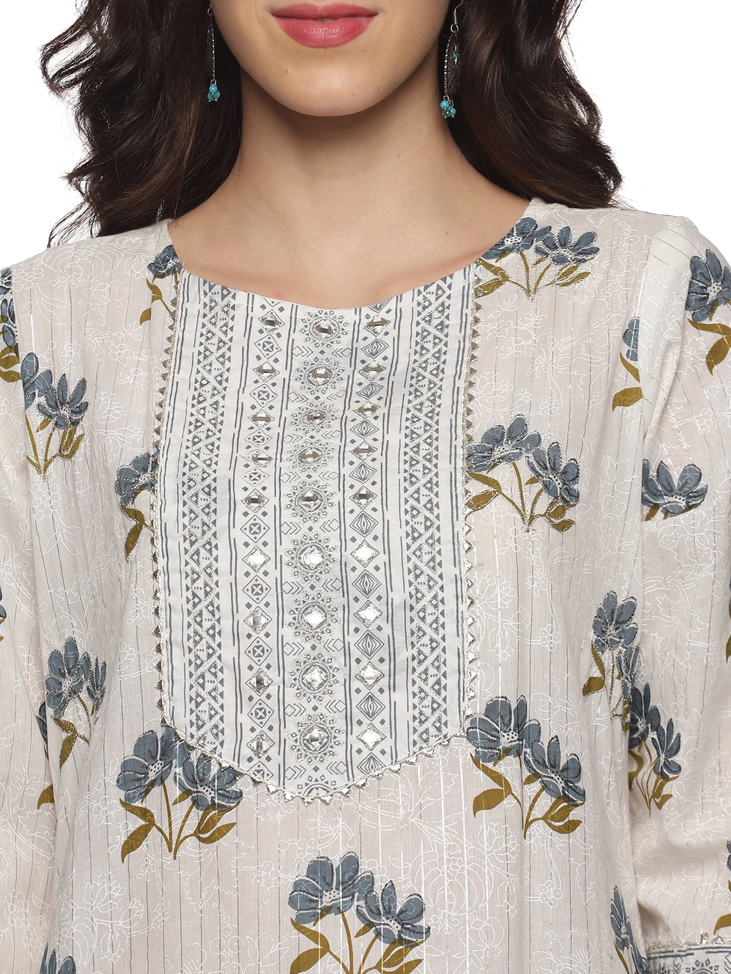 Cream & Grey Lurix Fabric