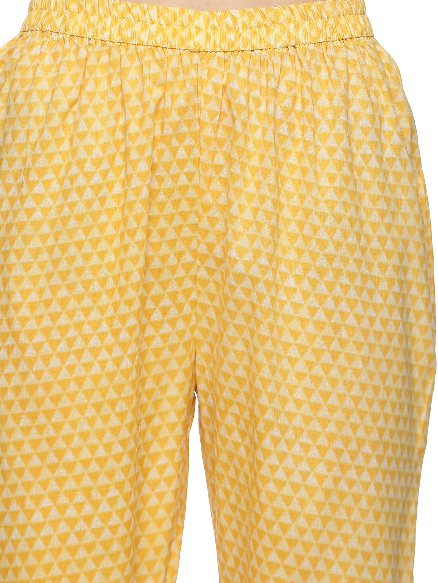 Tuskan Yellow with White Cotton Fabric