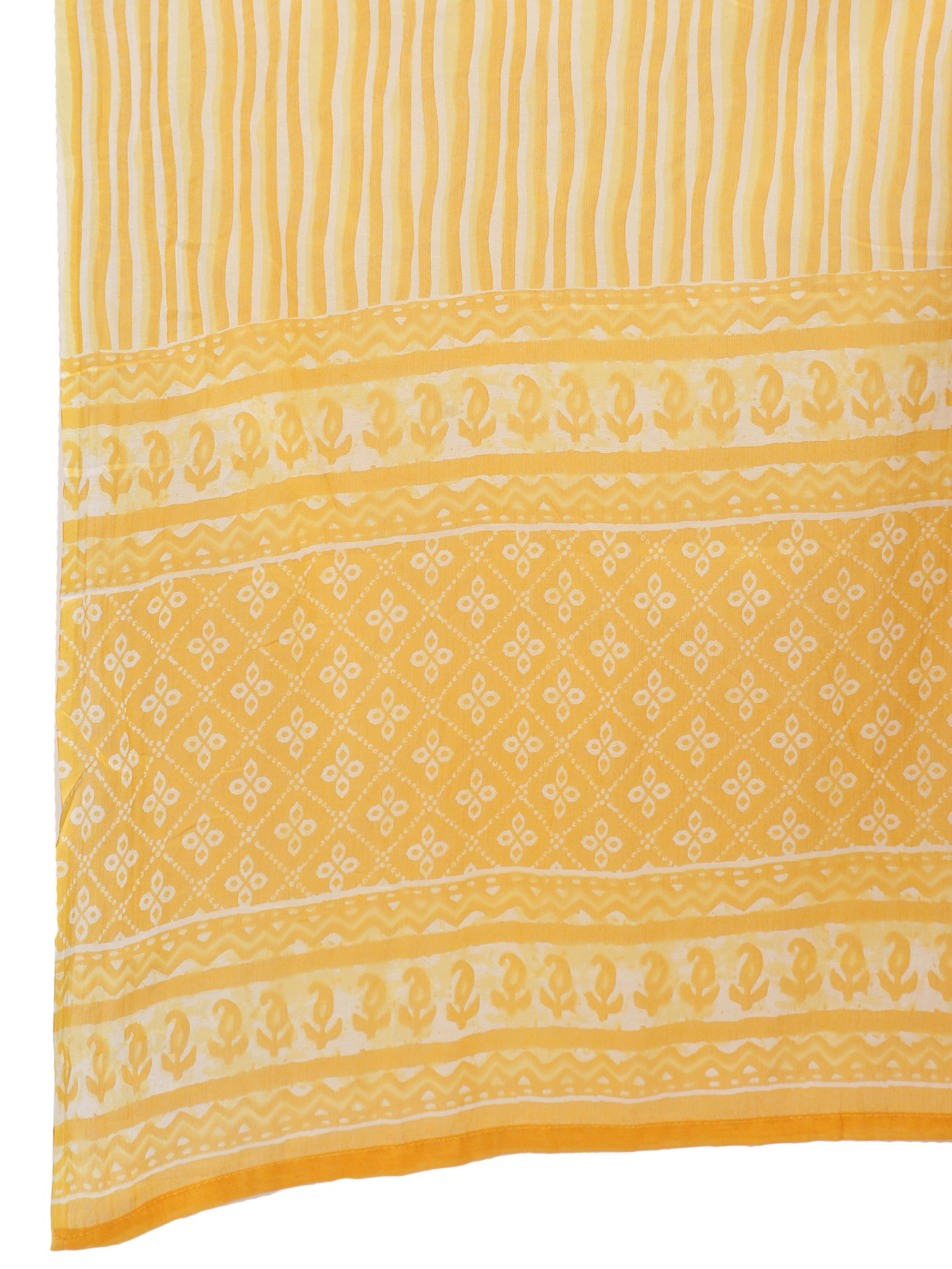 Tuskan Yellow with White Cotton Fabric