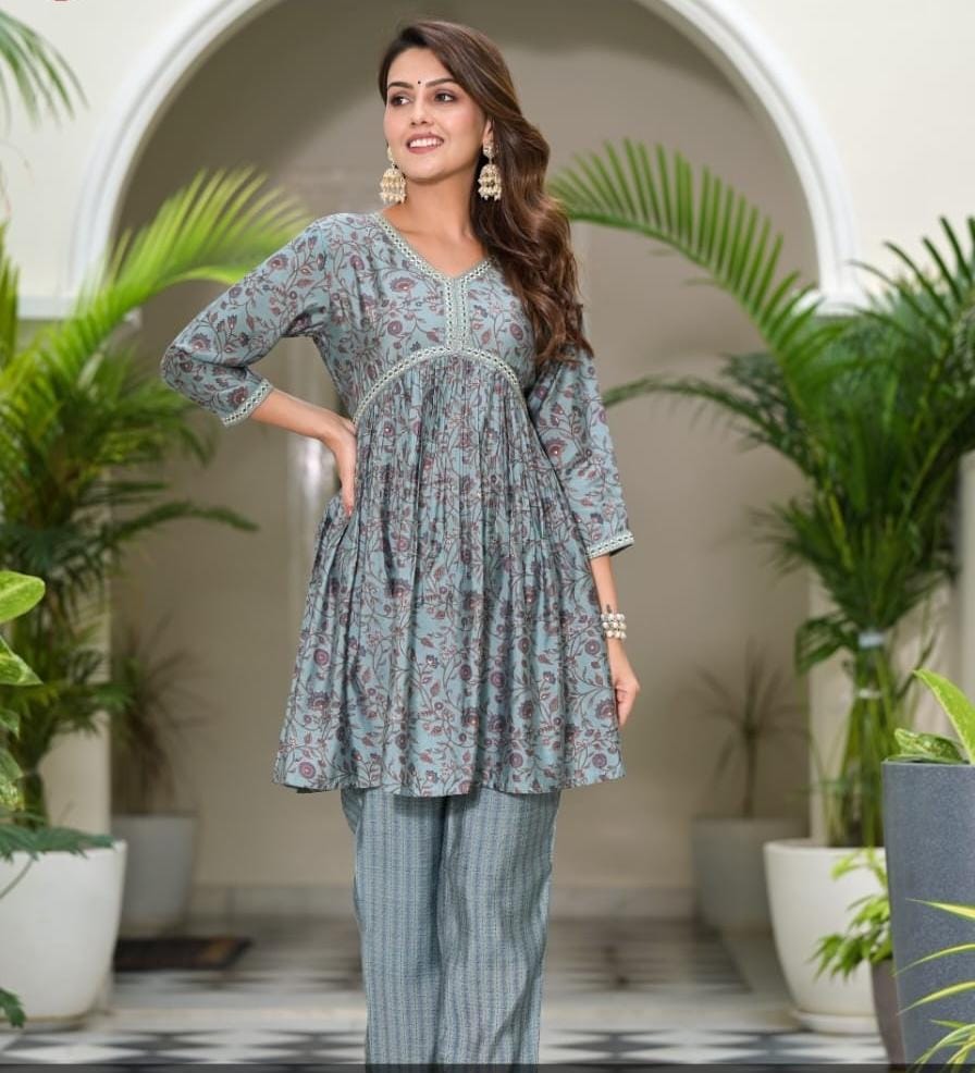 Shade of Greay Saleti Colour- Cord Set cotton