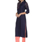 Kurti 2PC Navy Blue & Pink