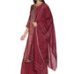 Kurti 3 Piece - Maroon Silk