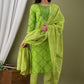 Kurti 3PC Set - Parrot Green Cotton Bhandej