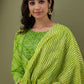 Kurti 3PC Set - Parrot Green Cotton Bhandej