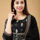 Kurti 2PC Anarkali Set - Black Ryon Fabric